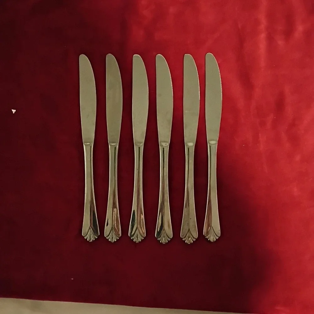 6 Dinner Knives Farberware‎ BAYPORT Stainless Glossy Flatware Replacement 8.5